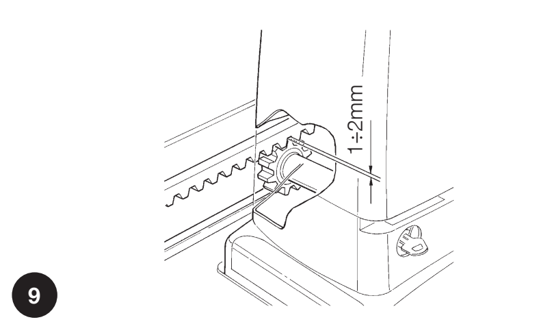 1–2 mm atstarpe starp zobstieni un zobratu