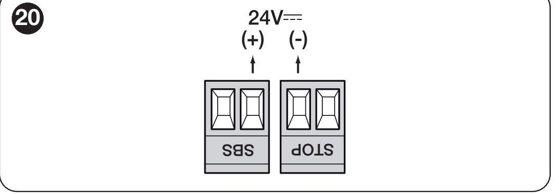SOA2R10 papildu barošana: atzīmētā SbS spaile (+) un STOP spaile (−)