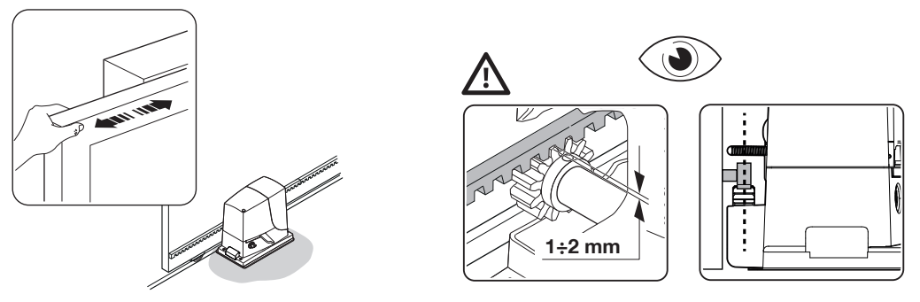 ROX – zobstieņa un 1–2 mm atstarpes pārbaude visā kustības ceļā ROX – zobstieņa un 1–2 mm atstarpes pārbaude visā kustības ceļā
