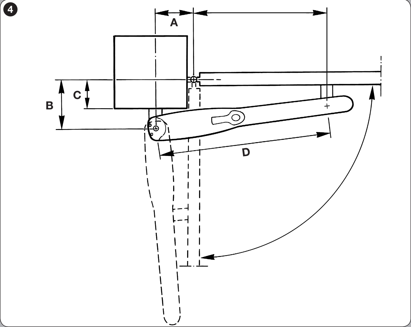 WINGO – montāžas ģeometrija A, B, C, D un E, vārtiem atveroties uz iekšpusi WINGO – montāžas ģeometrija A, B, C, D un E, vārtiem atveroties uz iekšpusi