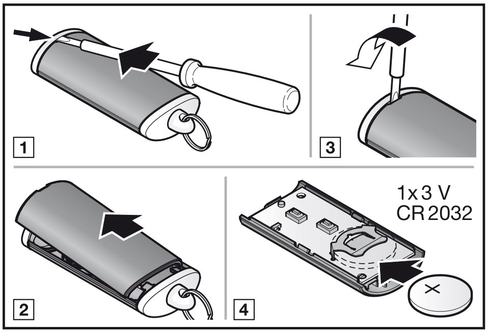HORMANN HSE-2-BS baterijas nomaiņa